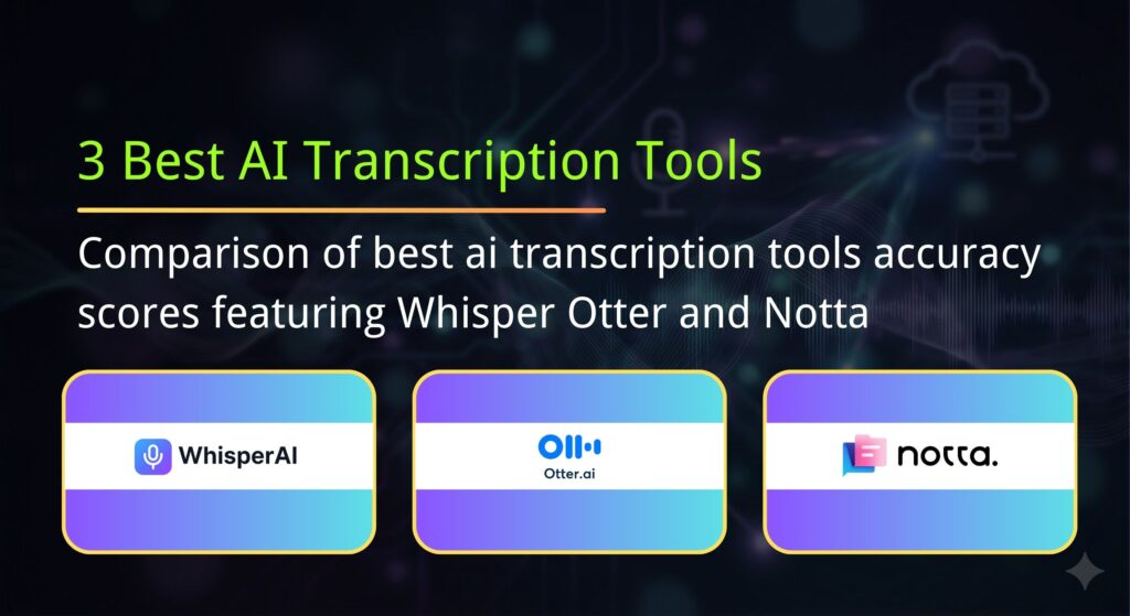 Comparison of best ai transcription tools accuracy scores featuring Whisper Otter and Notta