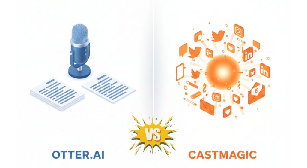 Otter.ai vs Castmagic comparison to find the best tool for repurposing audio content