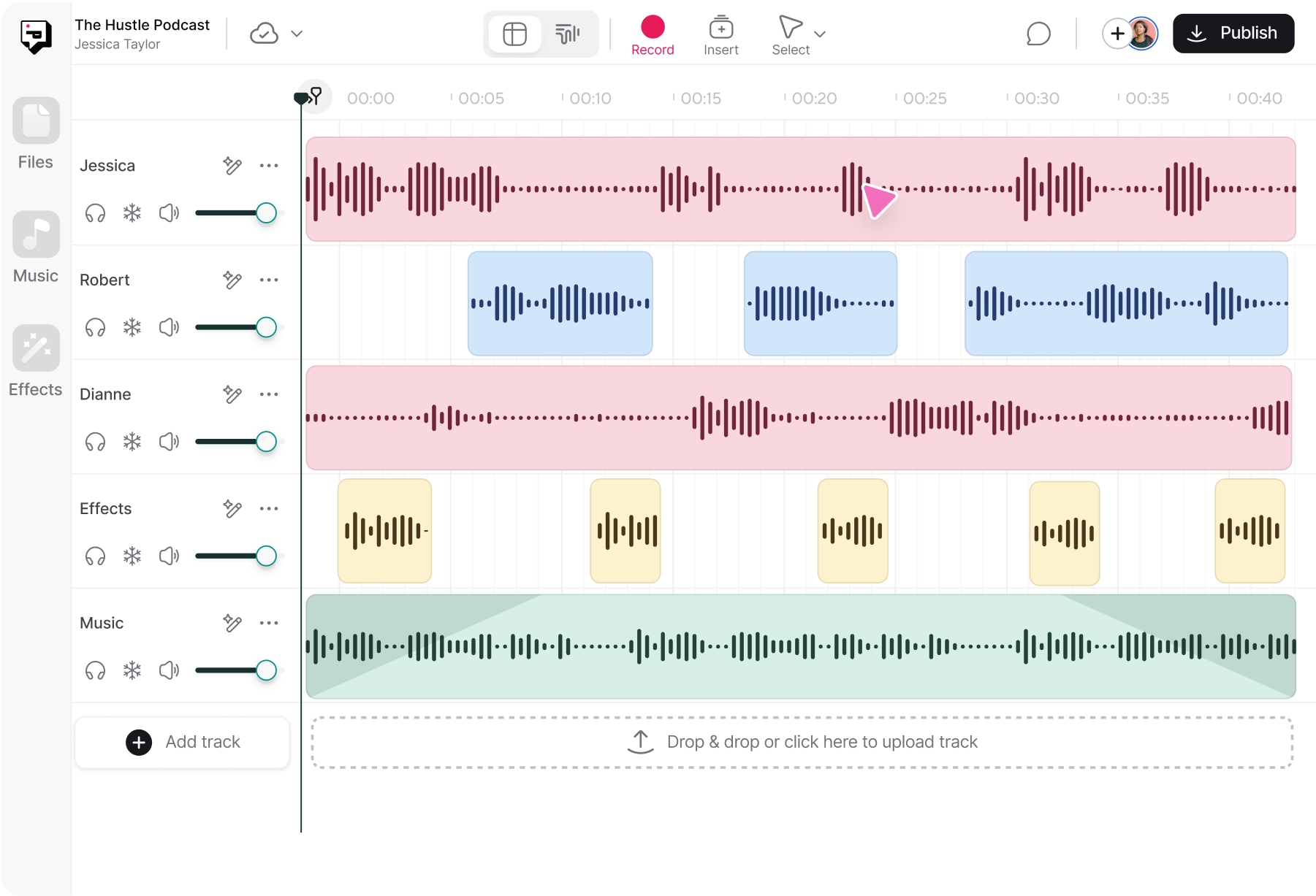 Text-based podcast editing in browser using Podcastle