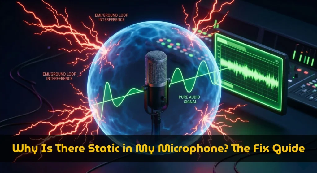 Diagram explaining why is there static in my microphone due to EMI